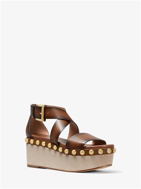 MICHAEL Michael Kors Garner Studded Burnished Leather 